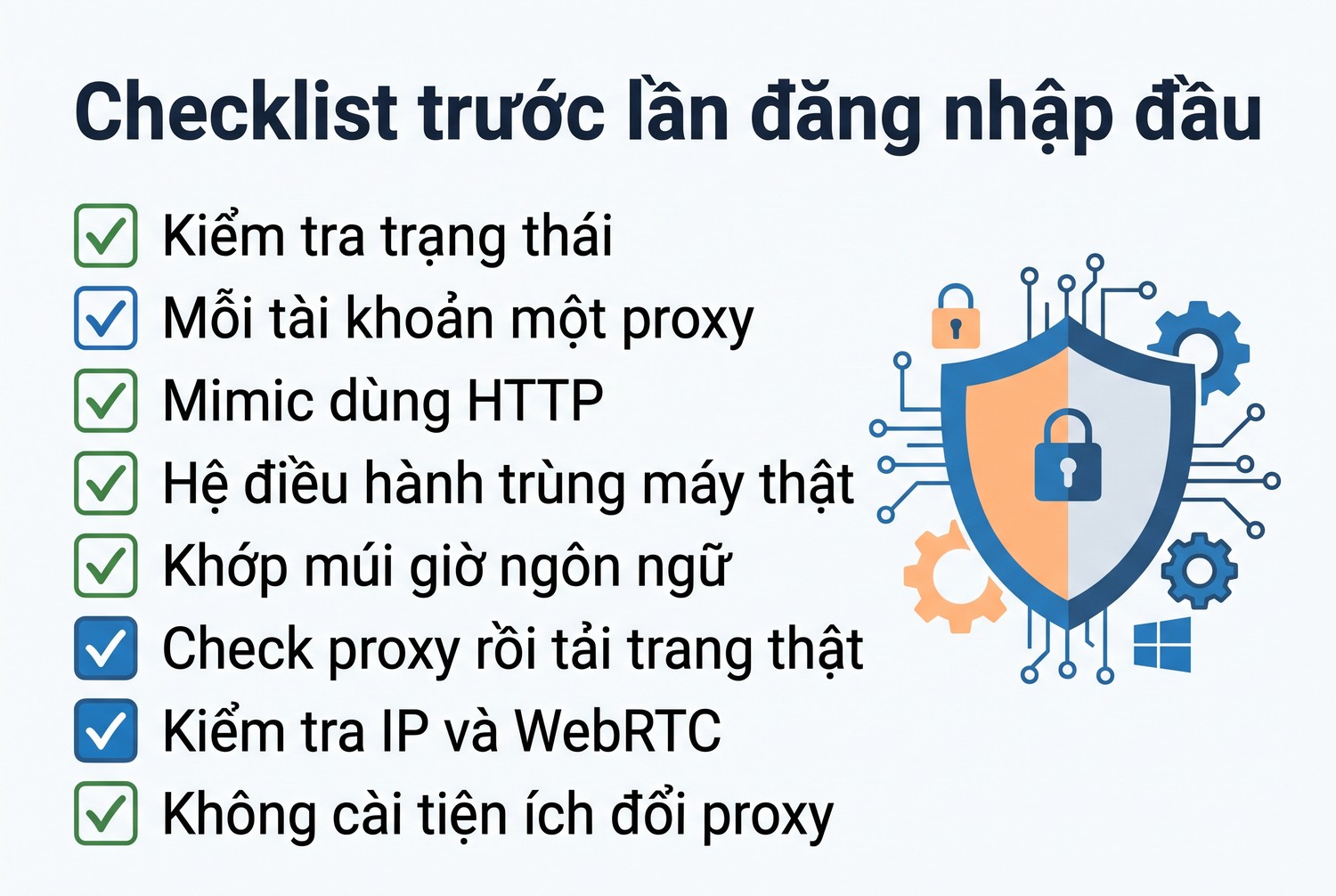 Checklist trước lần đăng nhập đầu