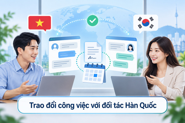 Trao đổi công việc với đối tác Hàn Quốc