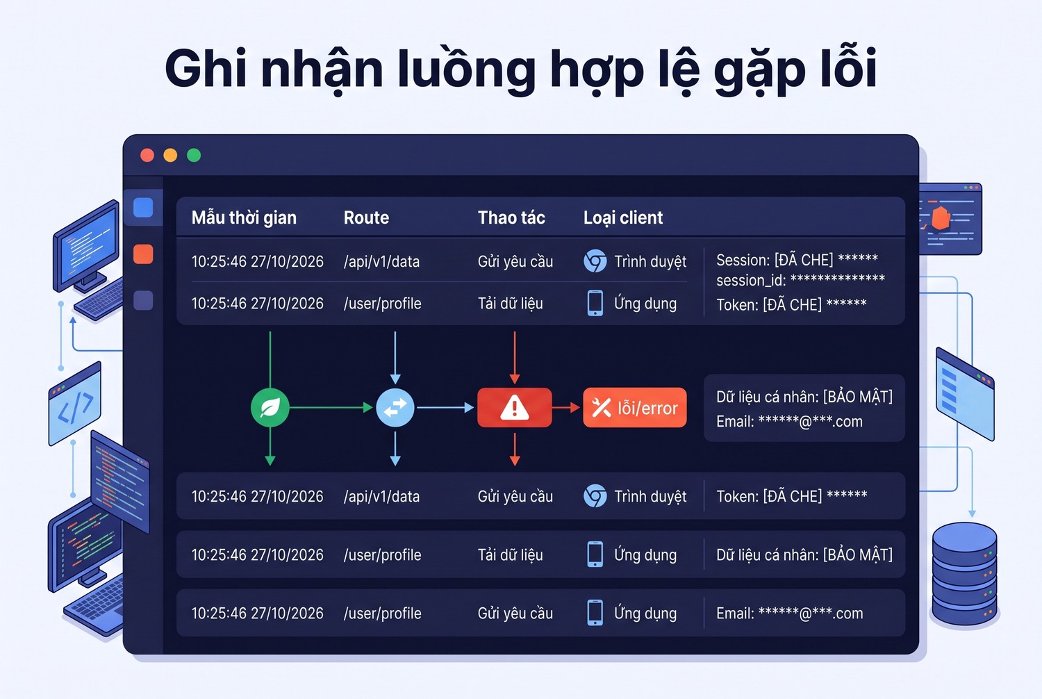 Ghi nhận luồng hợp lệ gặp lỗi