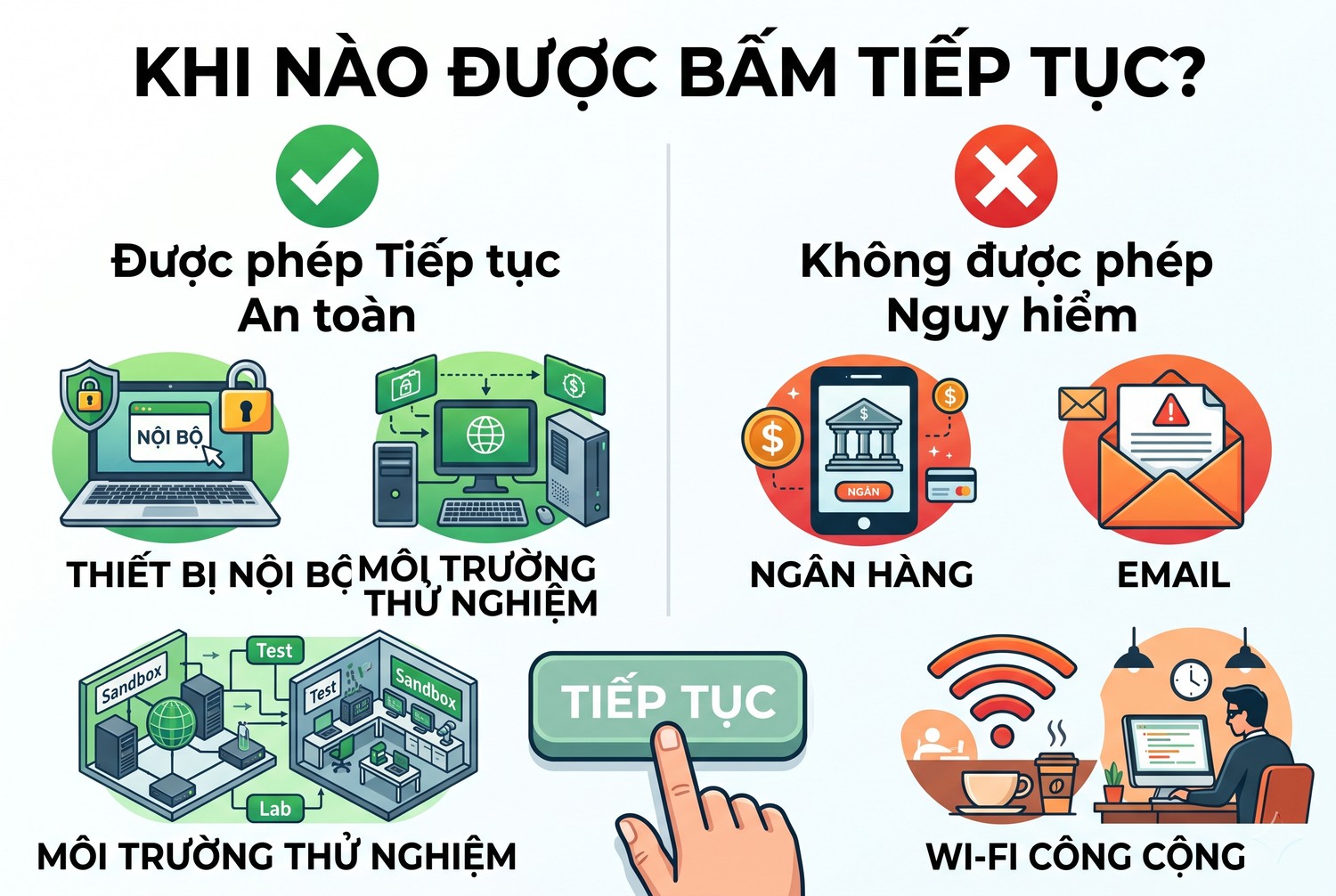 Khi nào được bấm Tiếp tục