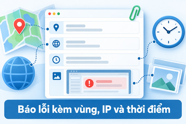Báo lỗi kèm vùng, IP và thời điểm