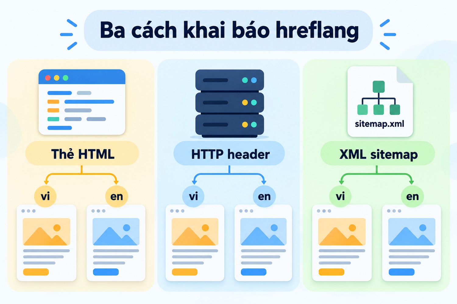 Ba cách khai báo hreflang