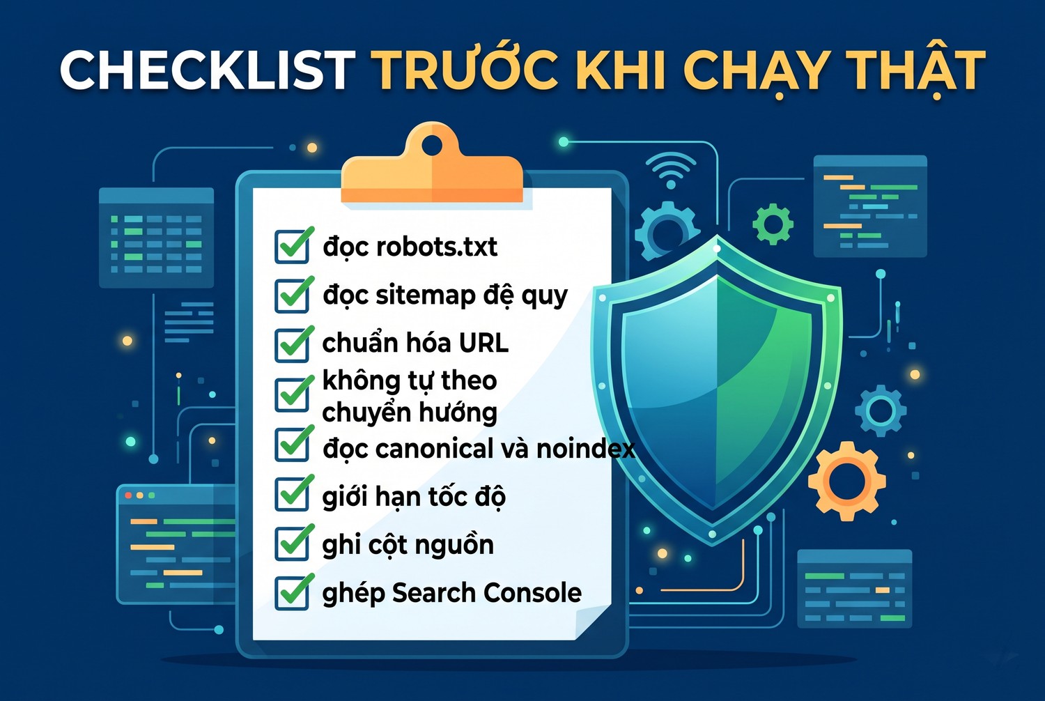 Checklist trước khi chạy thật