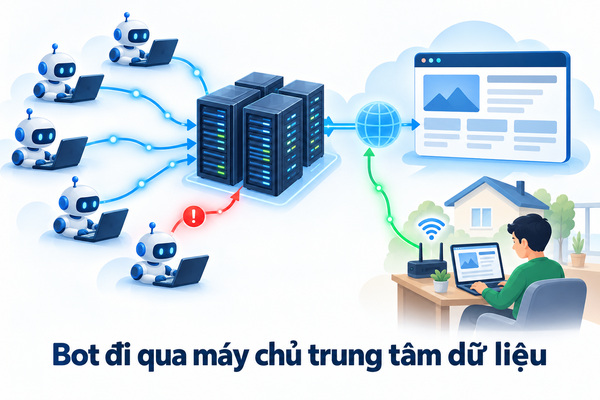 Bot đi qua máy chủ trung tâm dữ liệu