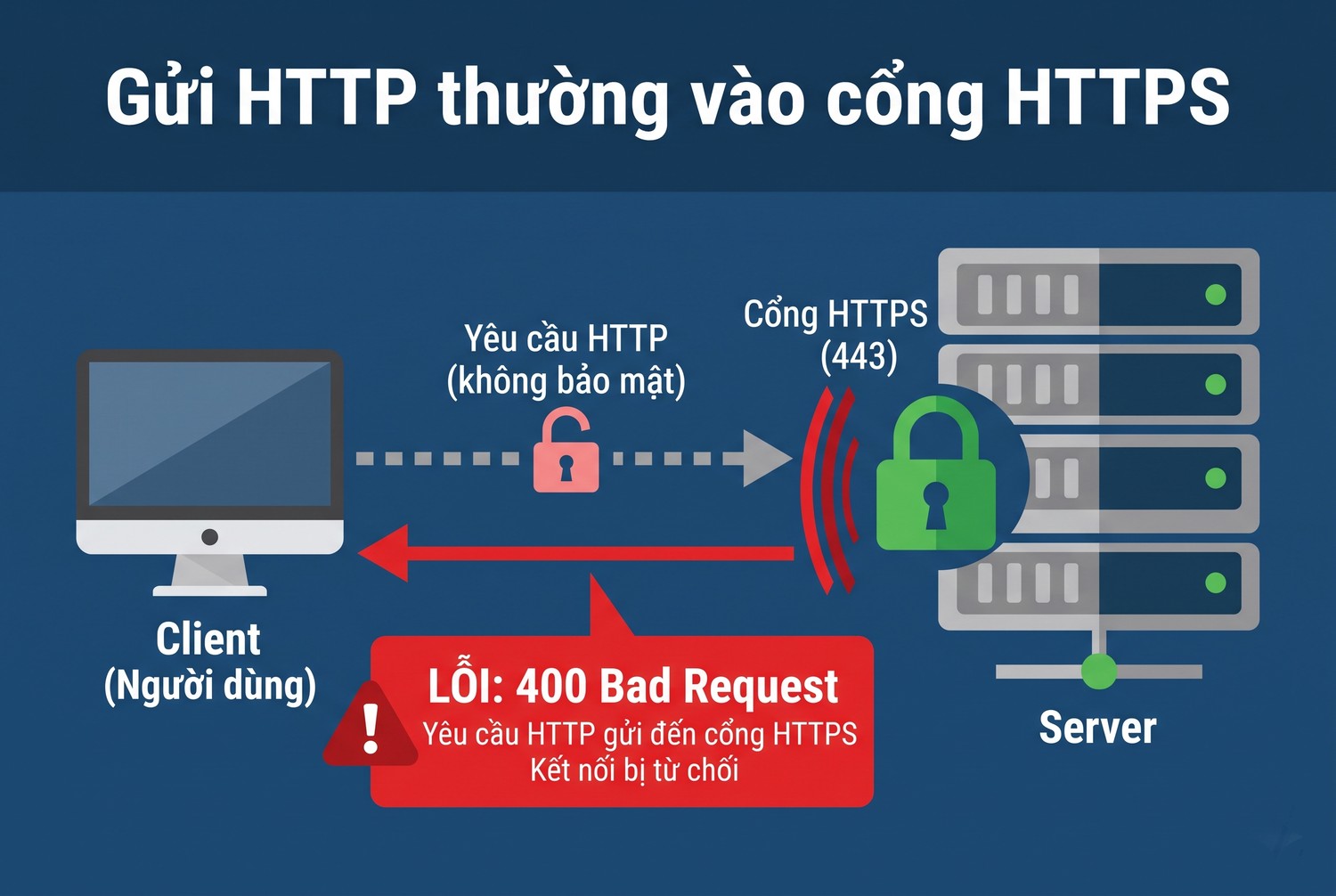 Gửi HTTP thường vào cổng HTTPS