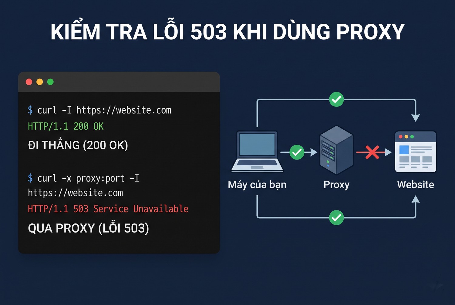 Kiểm tra lỗi 503 khi dùng proxy