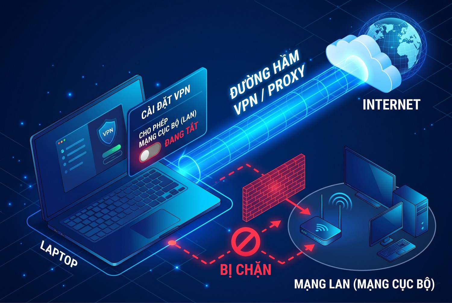 VPN và proxy chặn mạng LAN