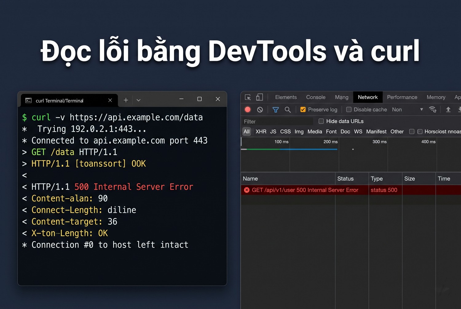 Đọc lỗi bằng DevTools và curl