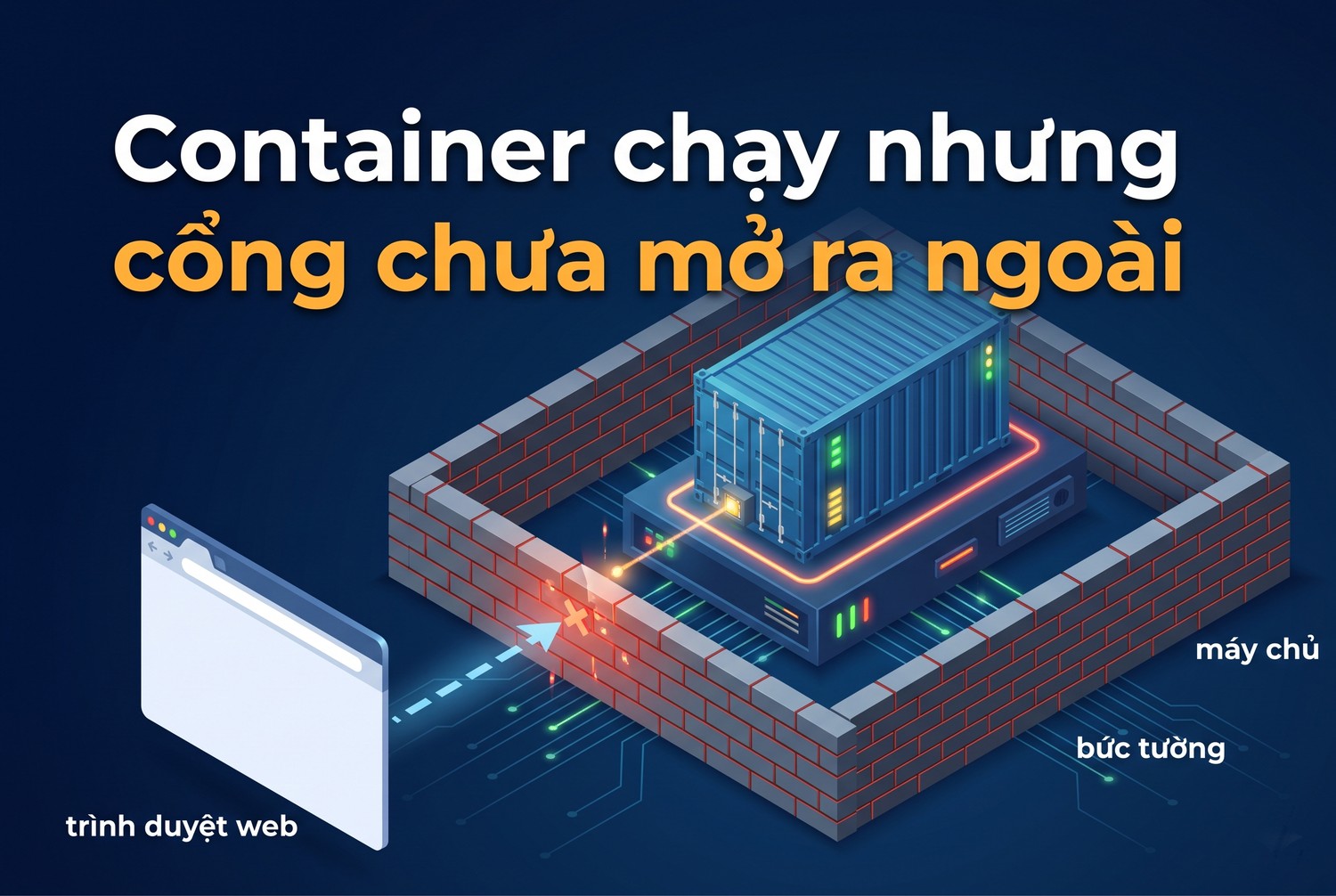 Container chạy nhưng cổng chưa mở ra ngoài