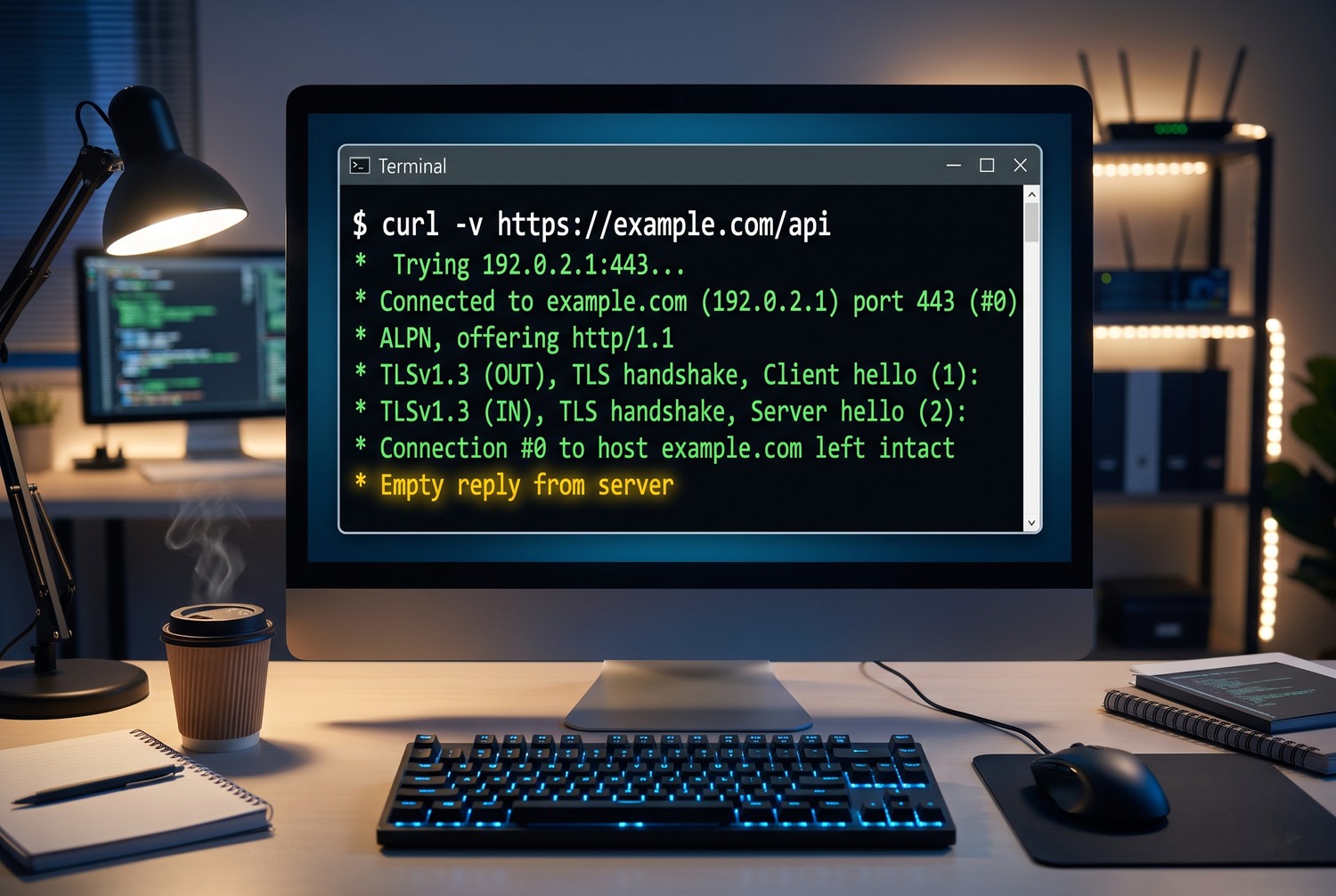 curl -v: Empty reply from server
