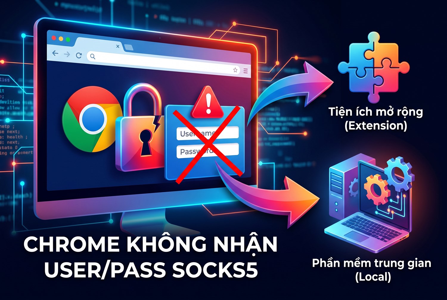 Chrome không nhận user/pass SOCKS5