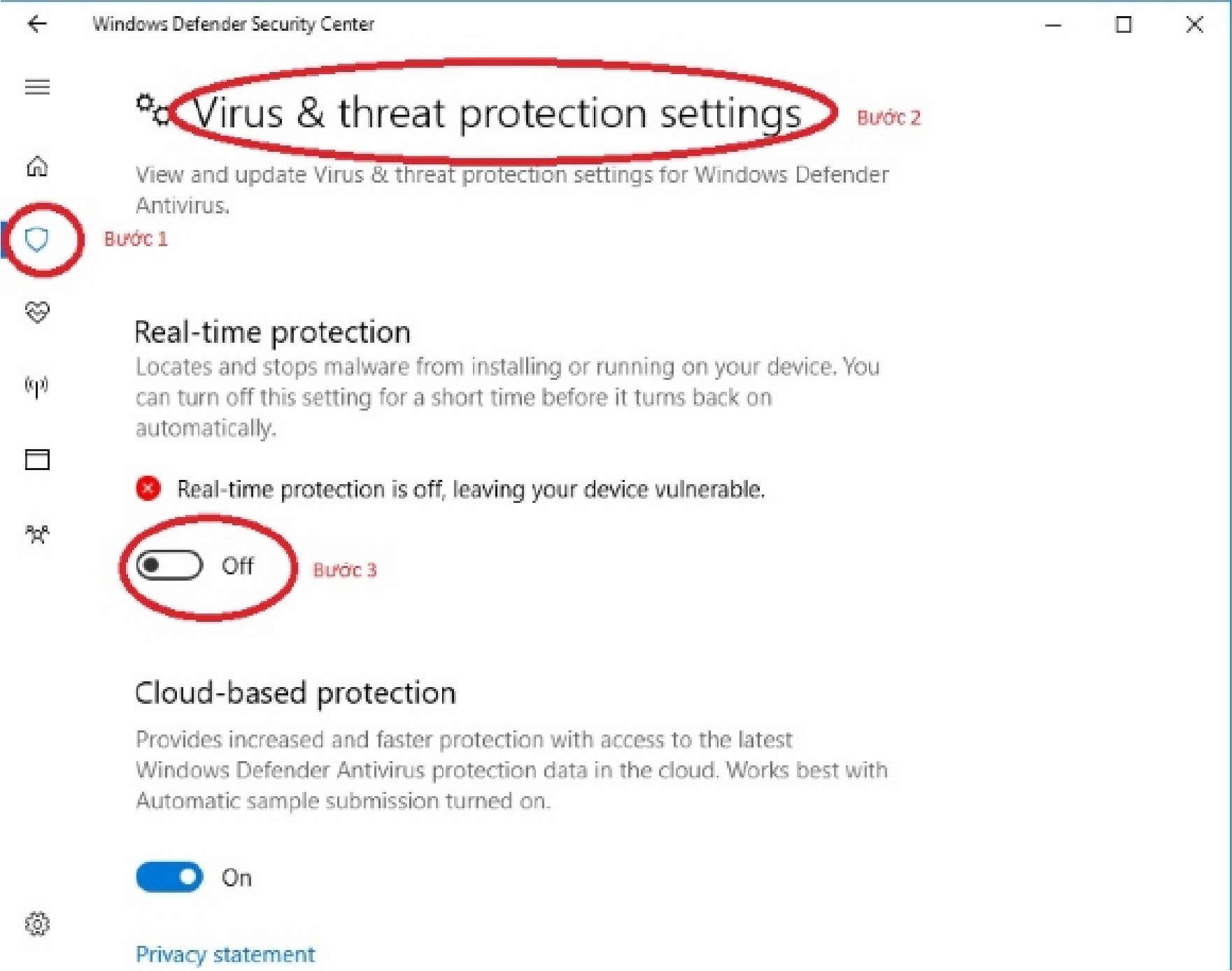 Tắt phần mềm diệt virus tạm thời
