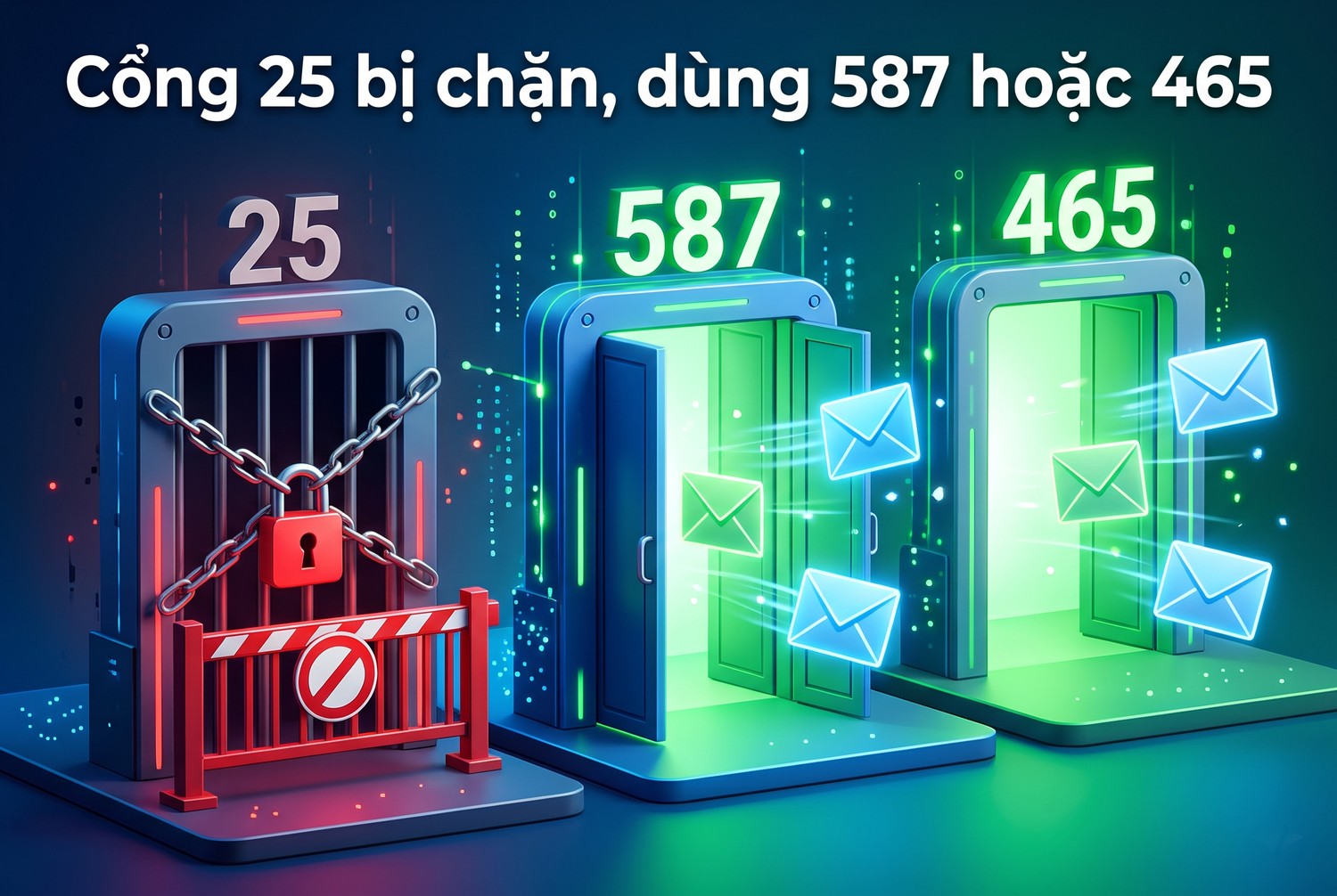 Cổng 25 bị chặn, dùng 587 hoặc 465