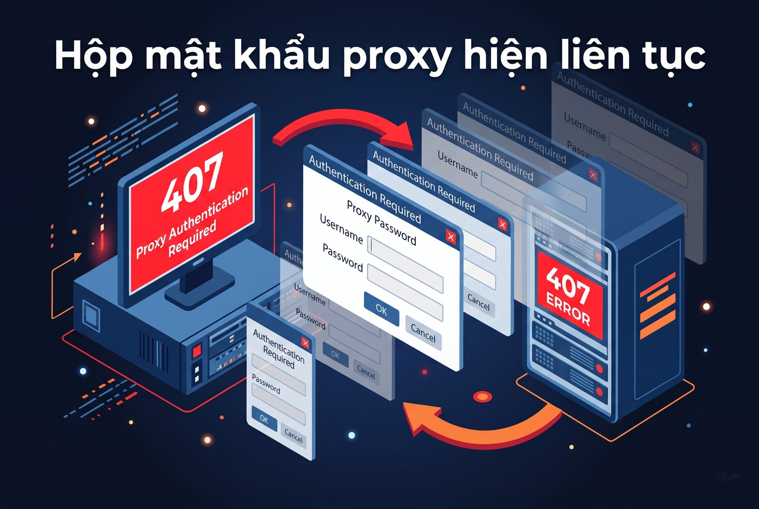 Hộp mật khẩu proxy hiện liên tục
