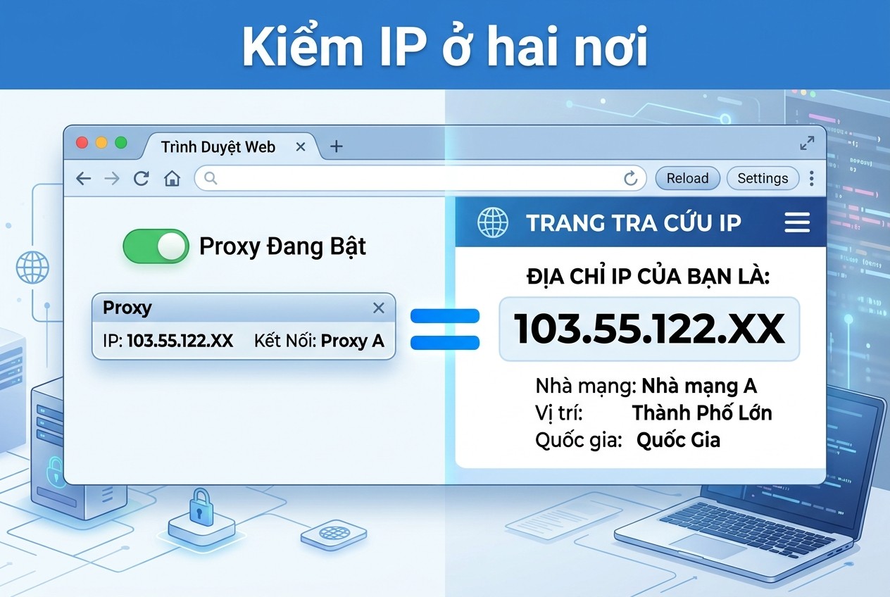 Kiểm IP ở hai nơi