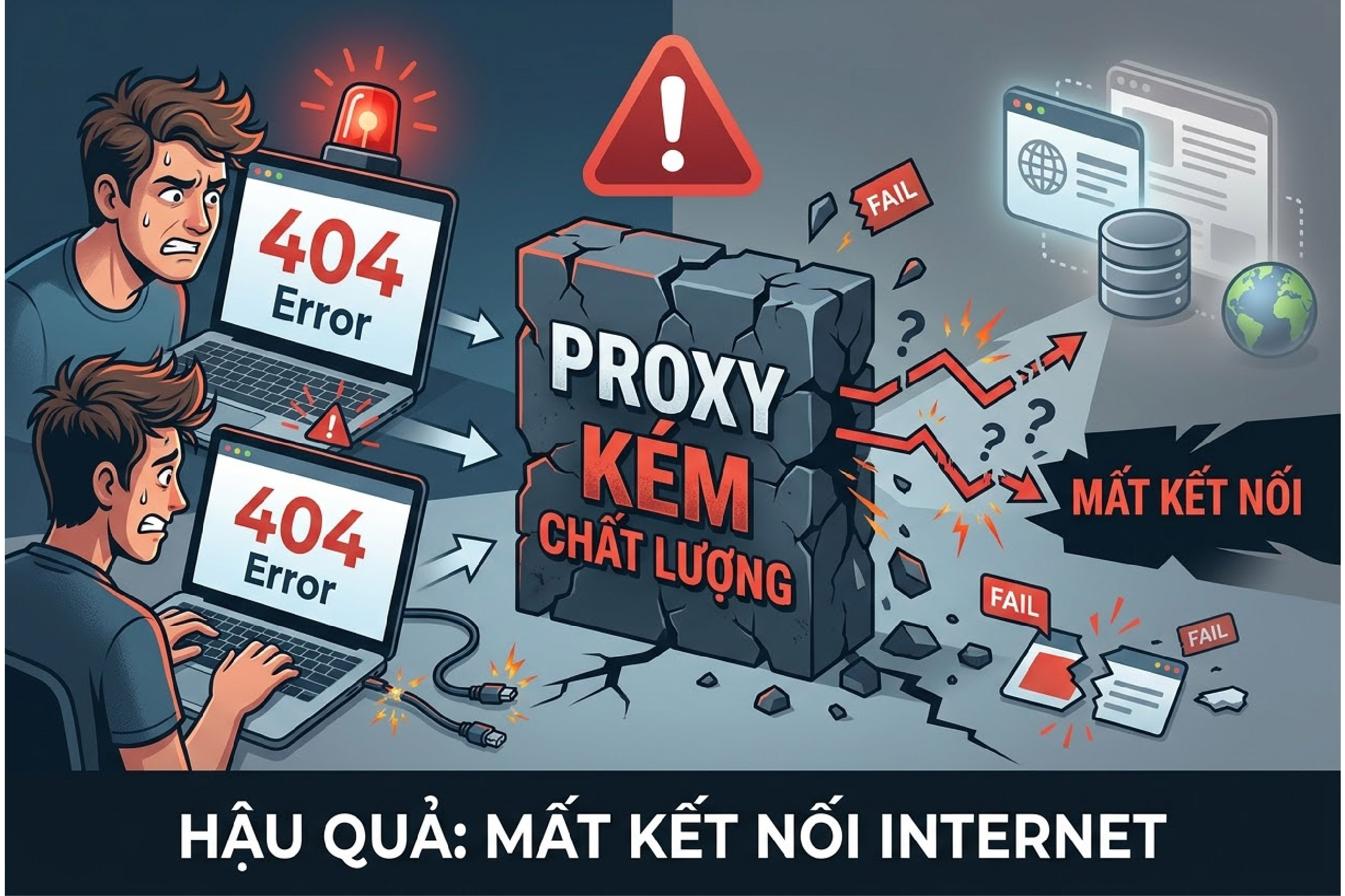 Proxy k&eacute;m chất lượng g&acirc;y mất kết nối