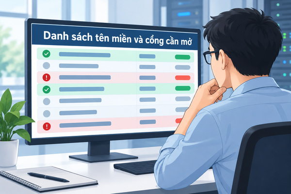 Danh sách tên miền và cổng cần mở