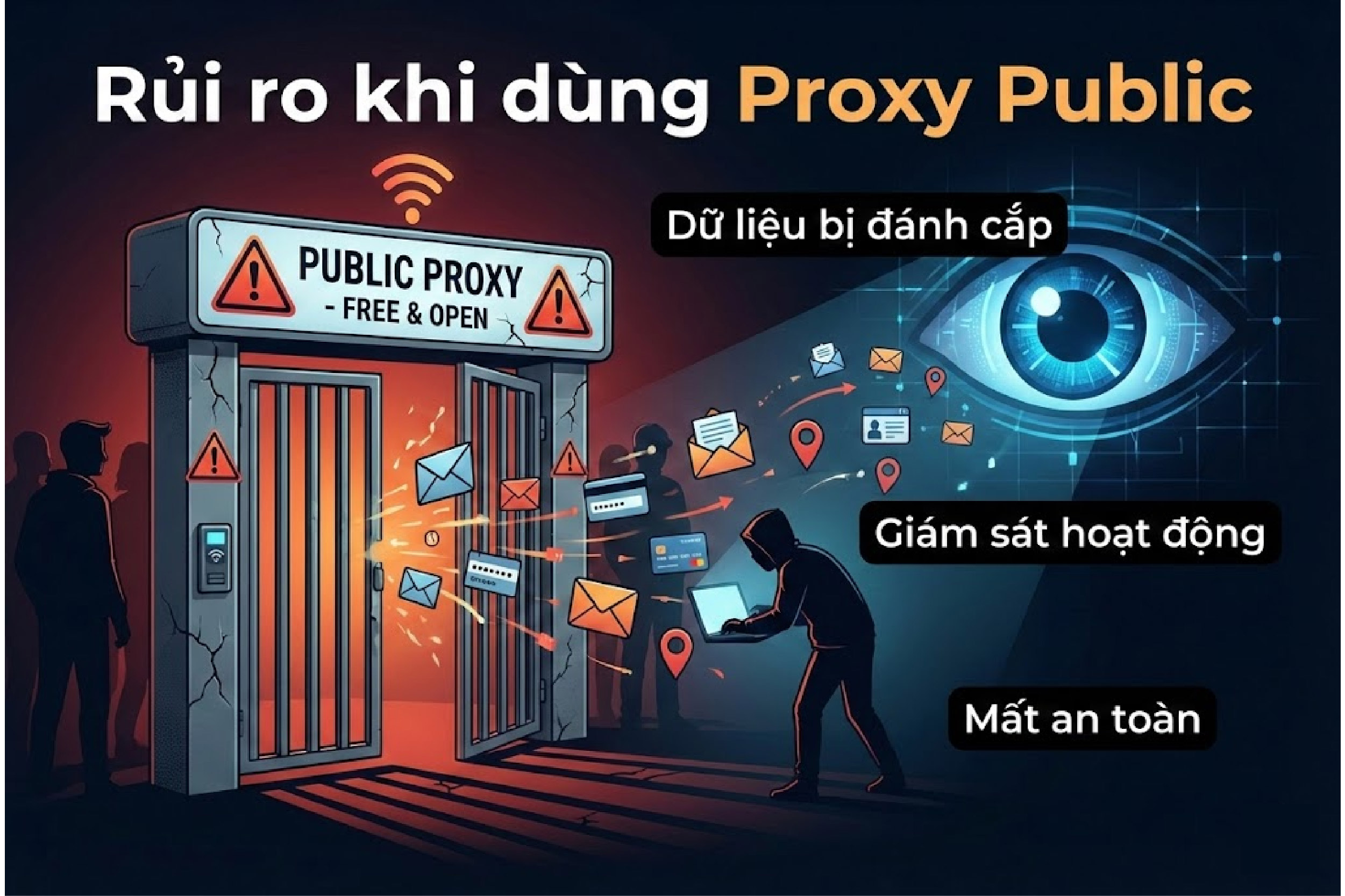 Rủi ro khi d&ugrave;ng Proxy Public