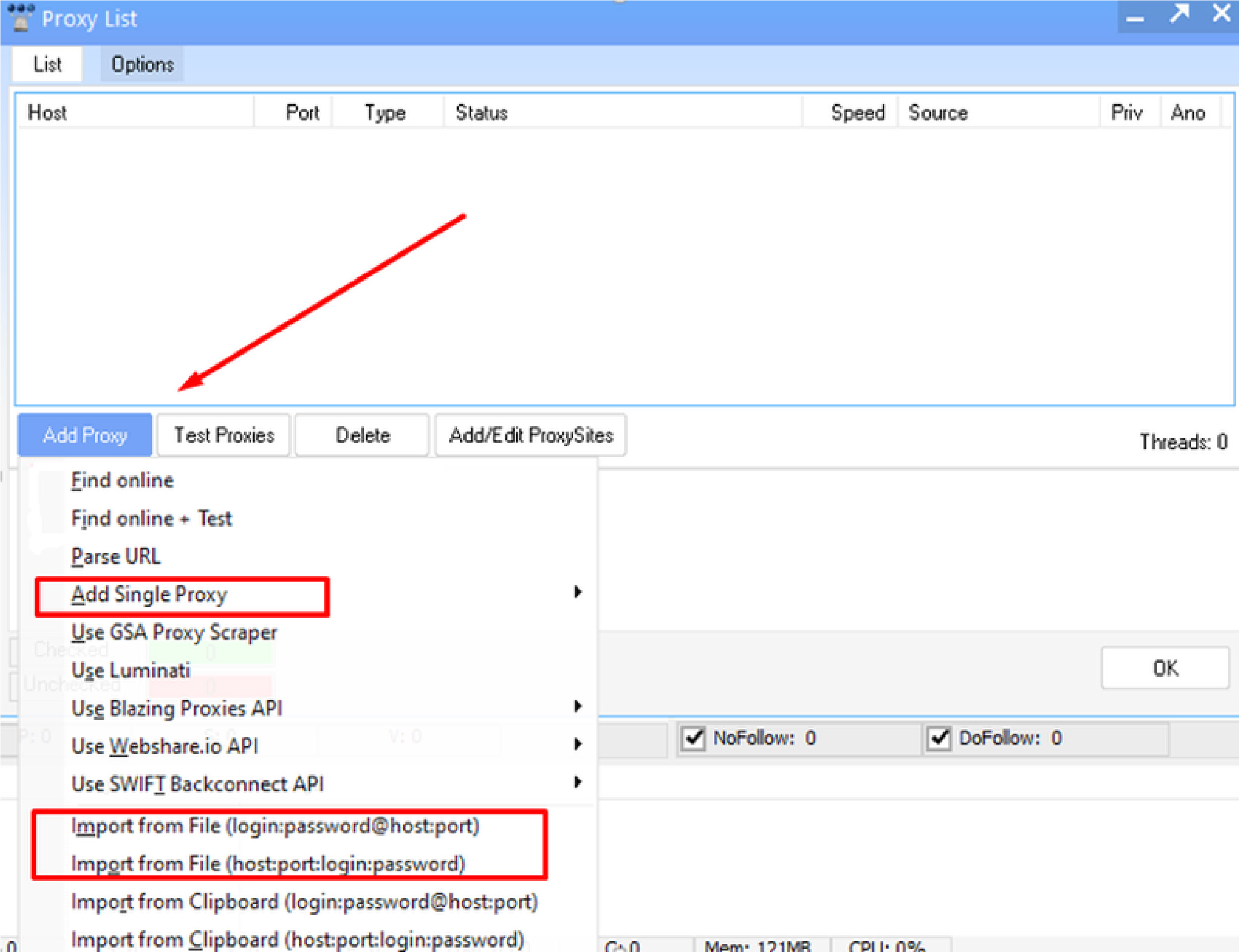 Add proxies cho gsa