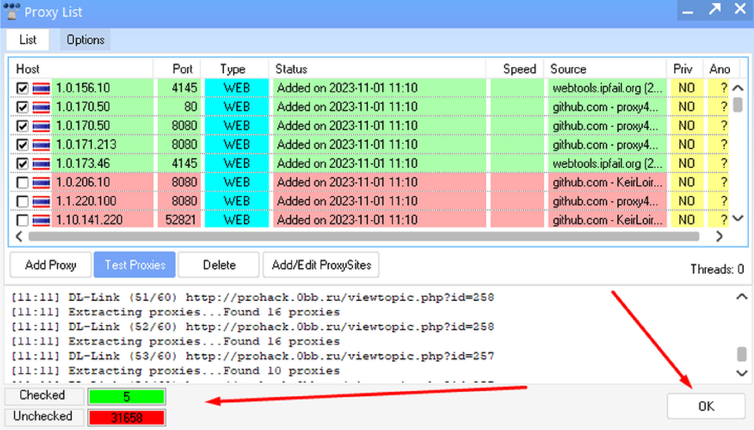 Test Proxies - kiểm tra trạng th&aacute;i hoạt động