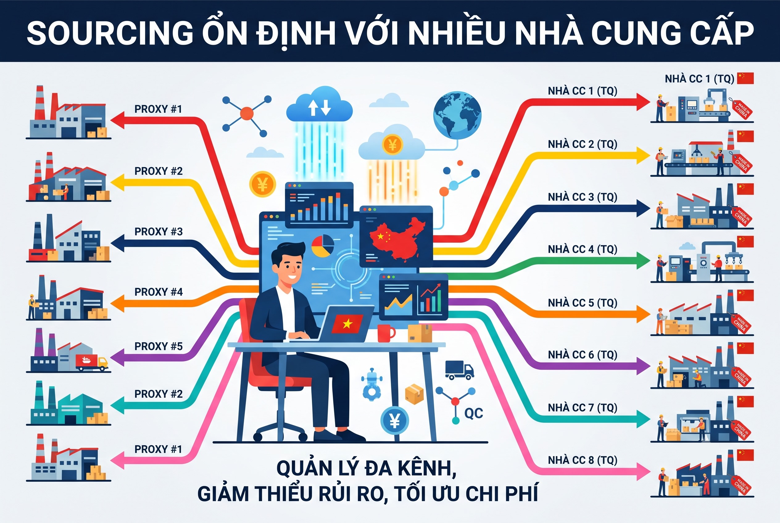 Sourcing ổn định với nhiều nh&agrave; cung cấp