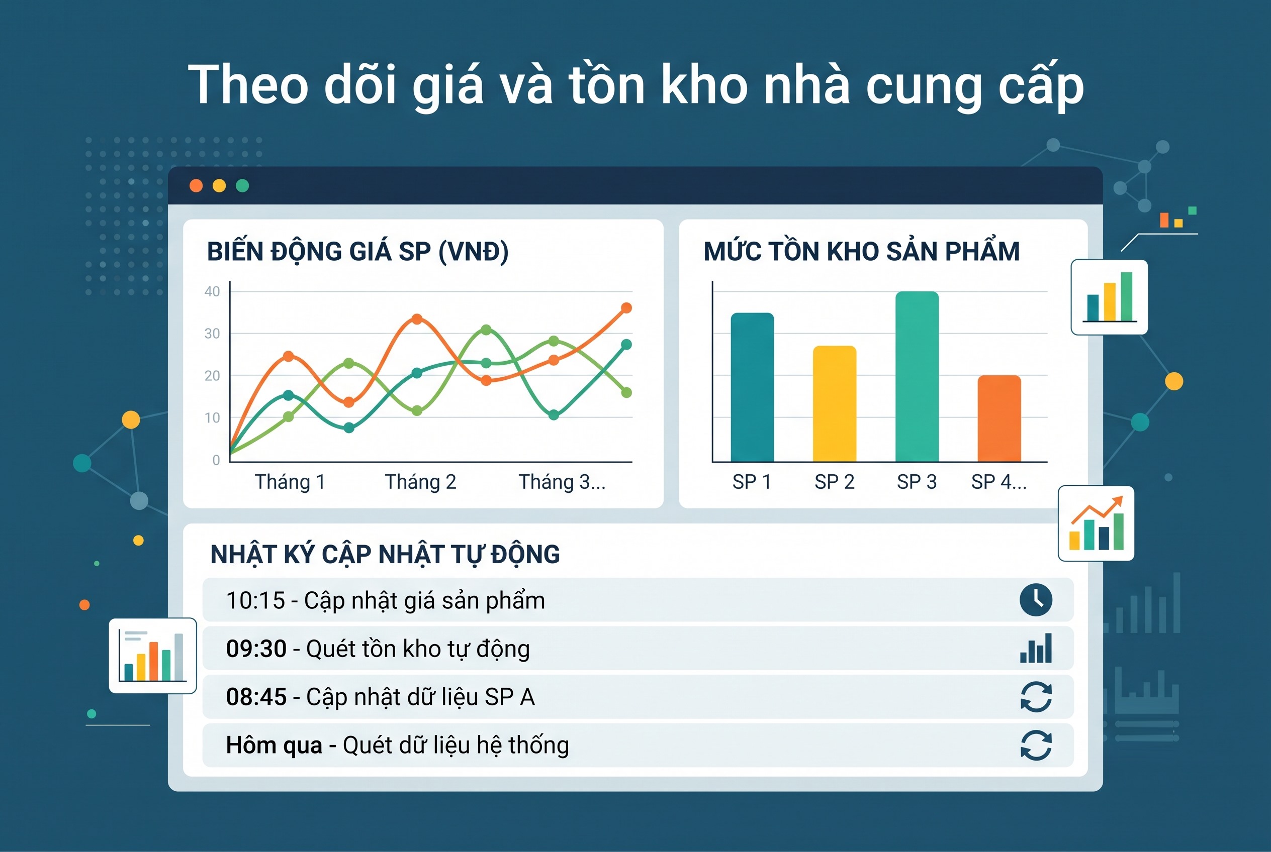 Theo d&otilde;i gi&aacute; v&agrave; tồn kho nh&agrave; cung cấp