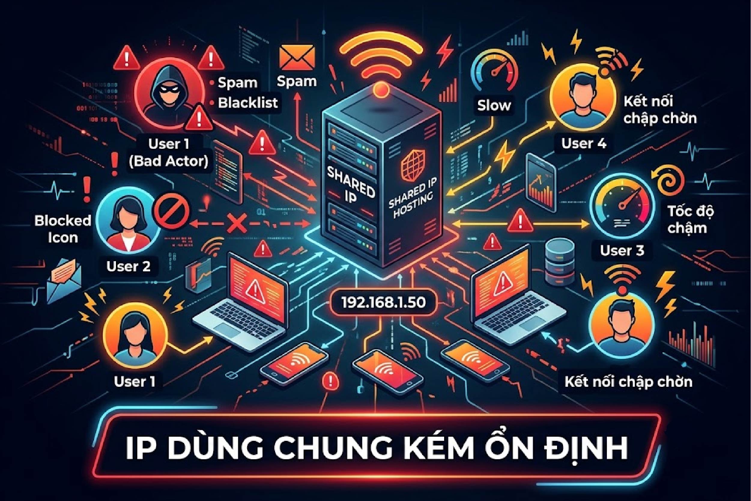 IP dùng chung kém ổn định