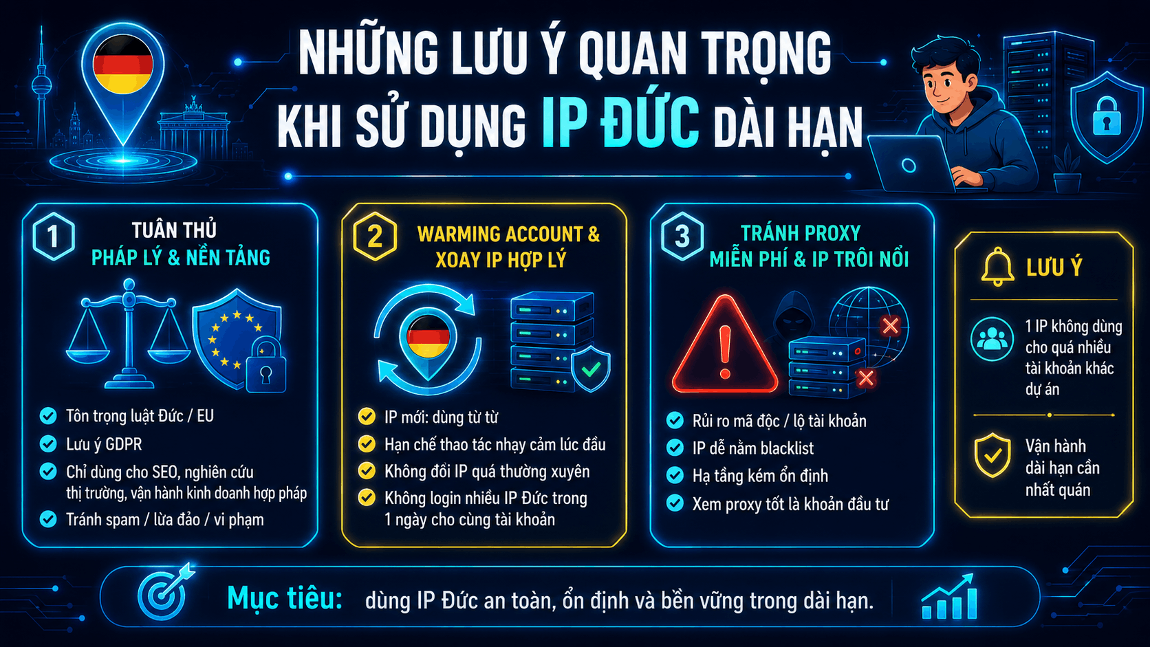Những lưu ý quan trọng khi sử dụng IP Đức dài hạn