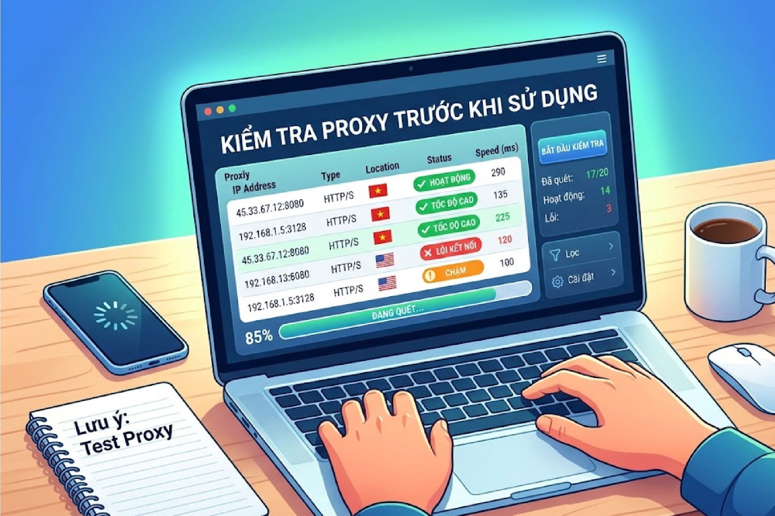 Test Proxy trước khi sử dụng