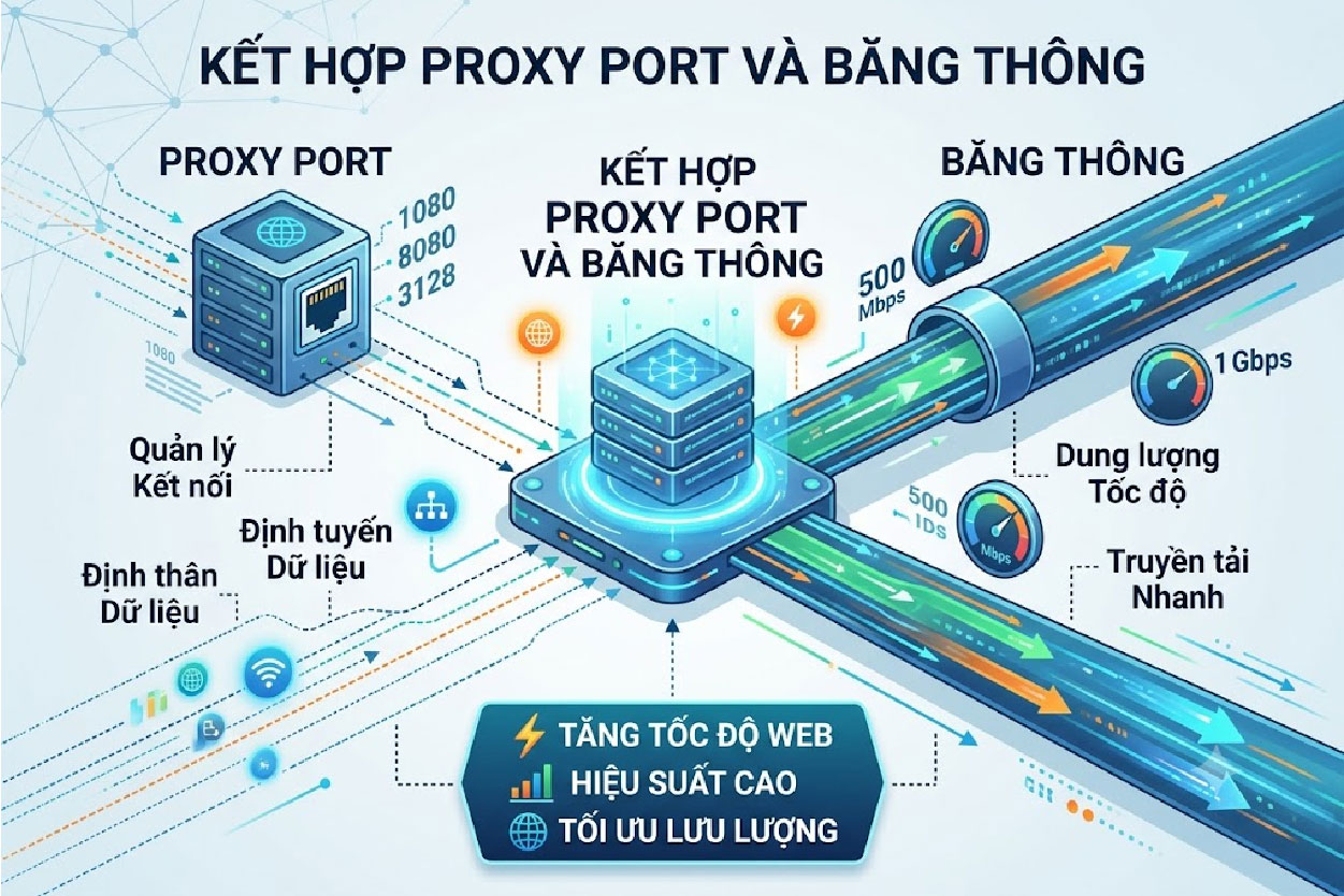 Kết hợp proxy port và băng thông