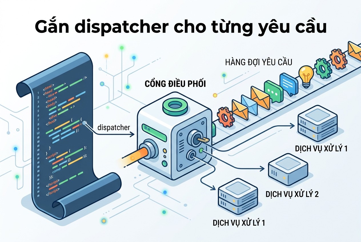 Gắn dispatcher cho từng yêu cầu
