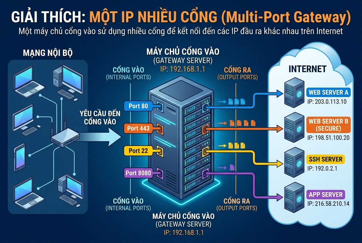 Một IP nhiều cổng
