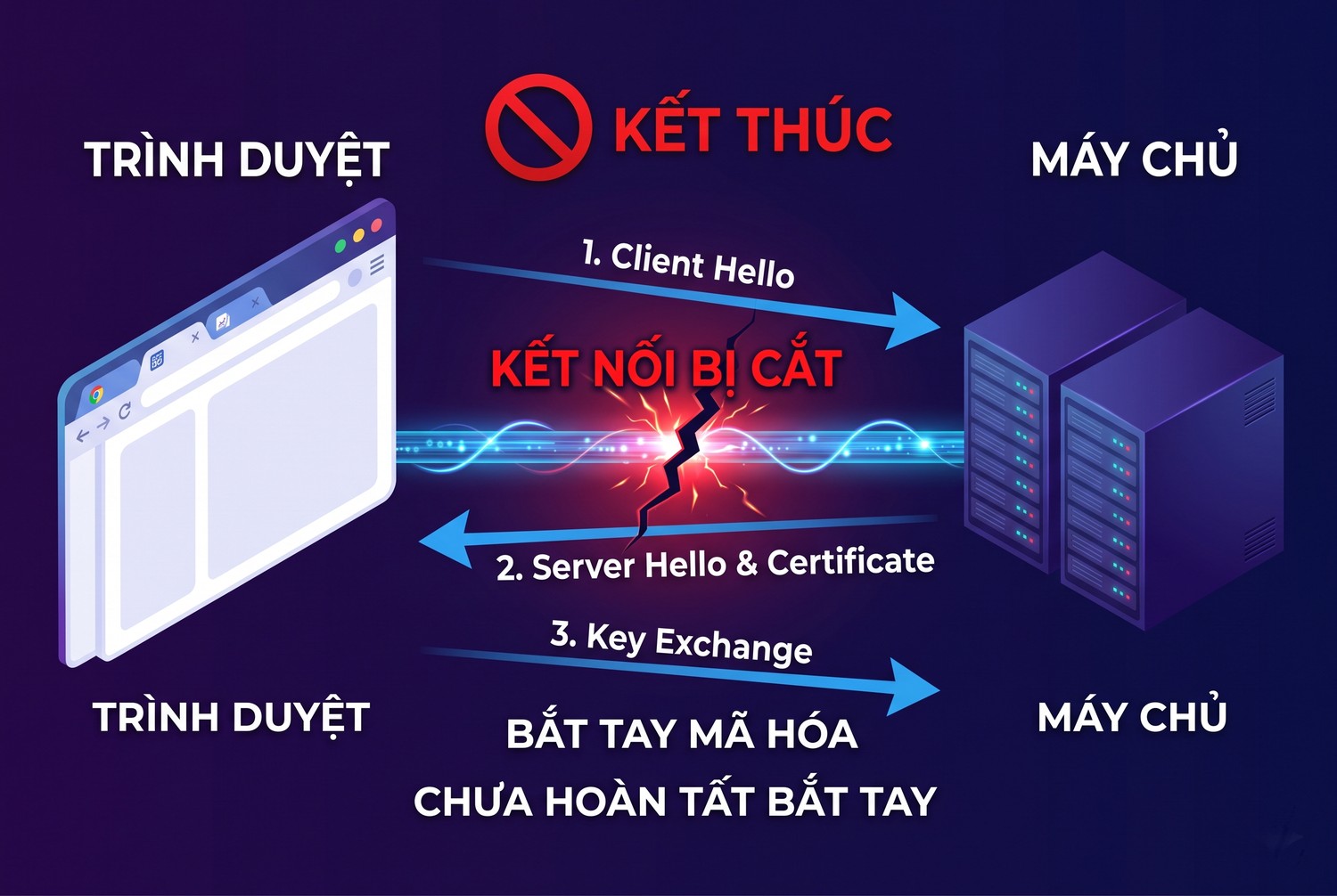Kết nối bị cắt khi đang bắt tay