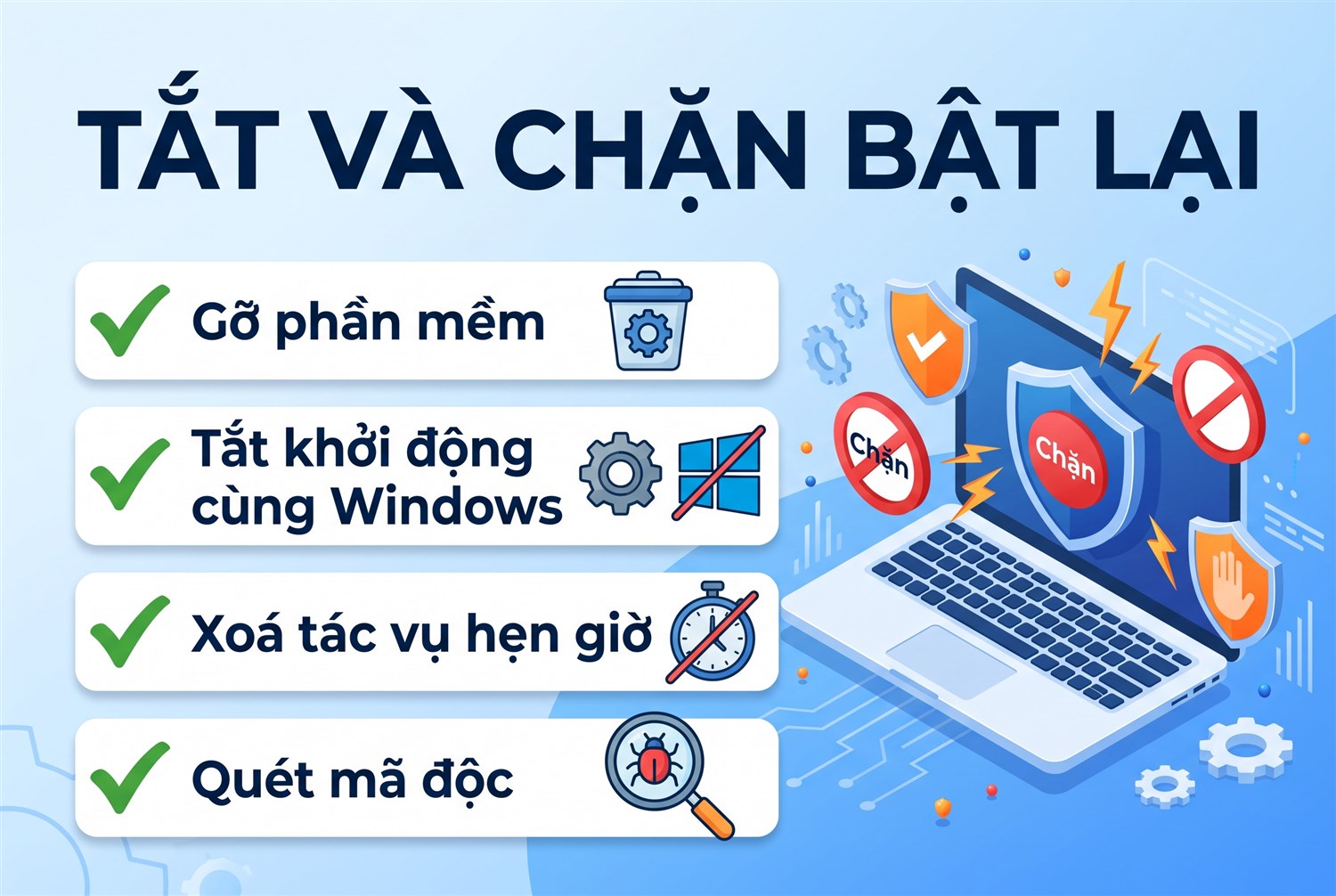 Tắt và chặn bật lại