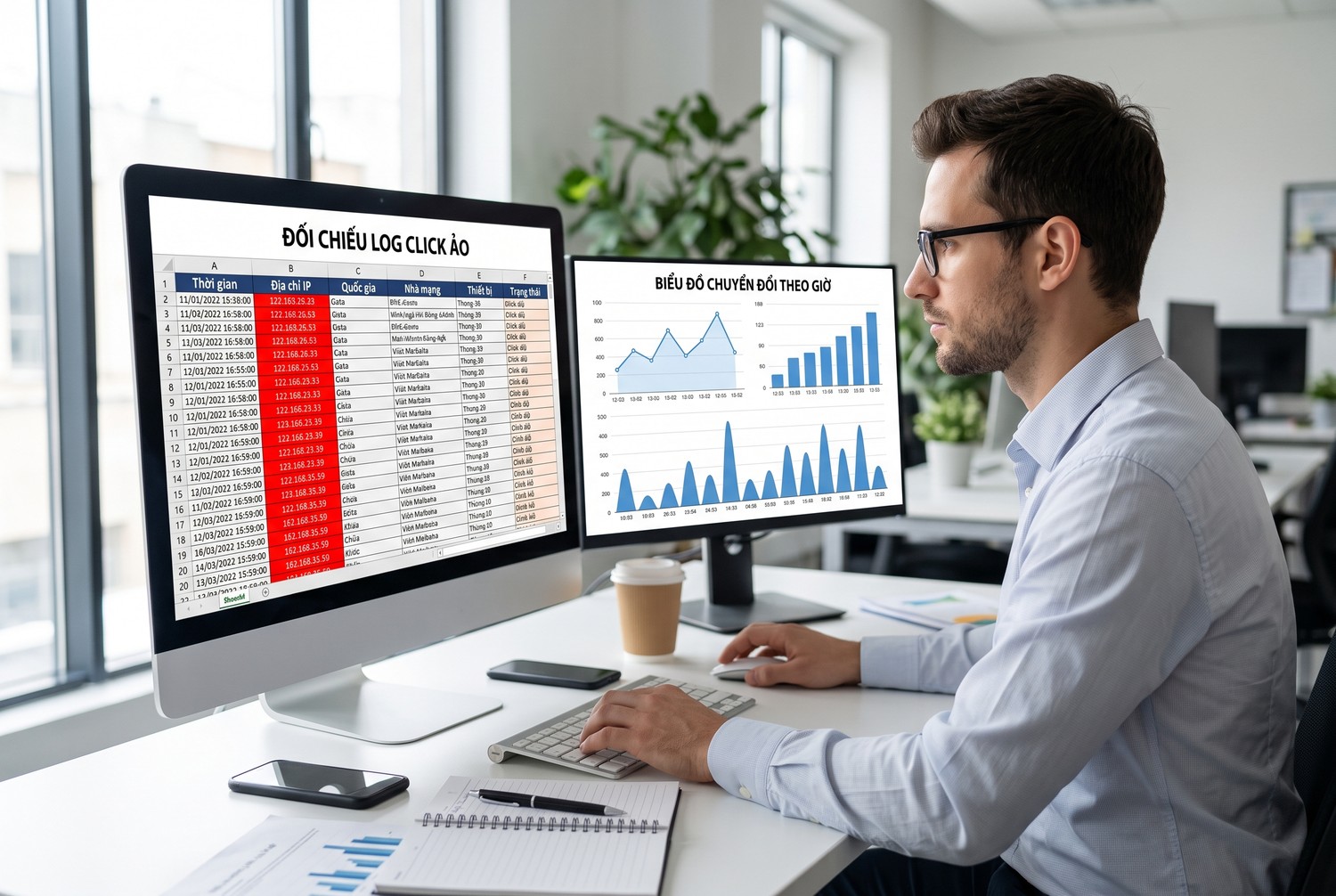 Đối chiếu log click ảo