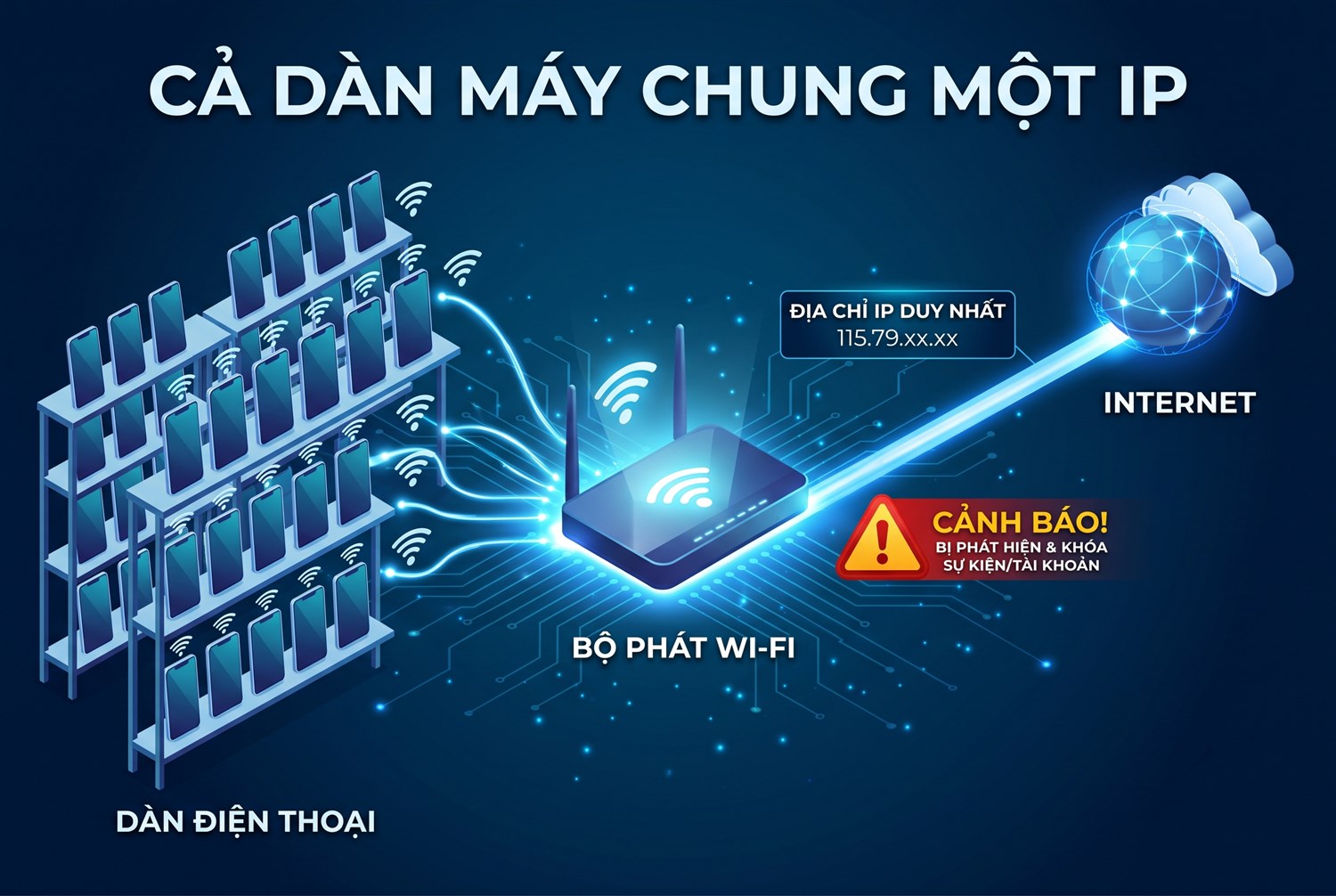 Cả dàn máy chung một IP