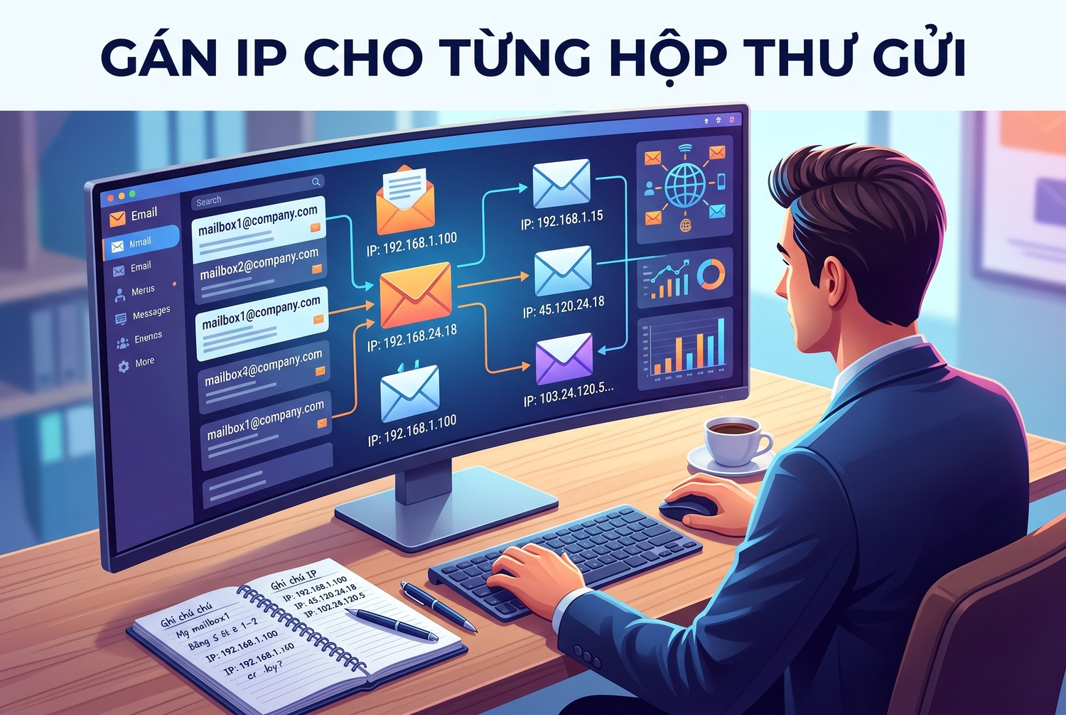 Gán IP cho từng hộp thư gửi