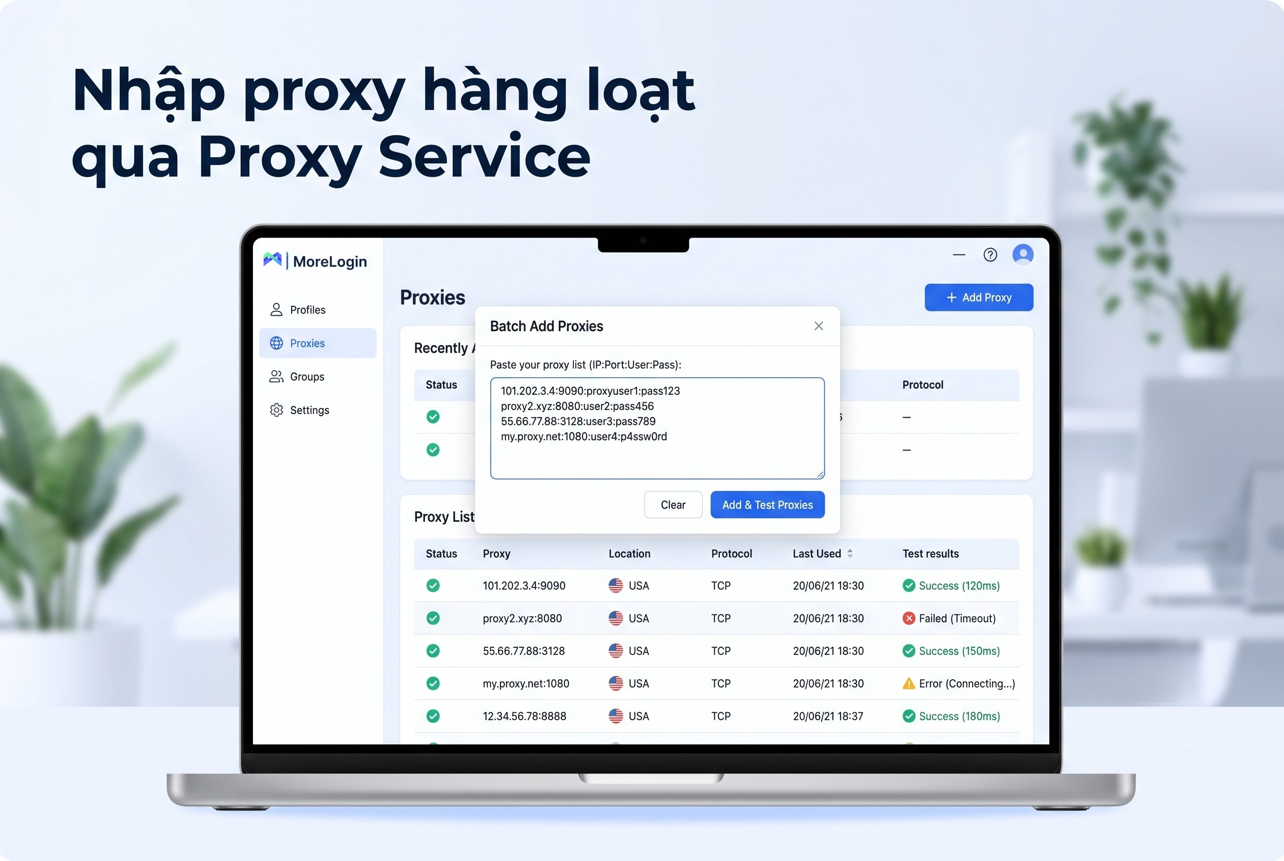 Nhập proxy h&agrave;ng loạt qua Proxy Service