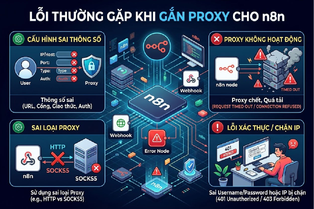 Lỗi thường gặp khi gắn proxy cho n8n