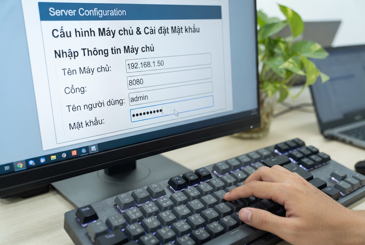 Nhập máy chủ, cổng và xác thực
