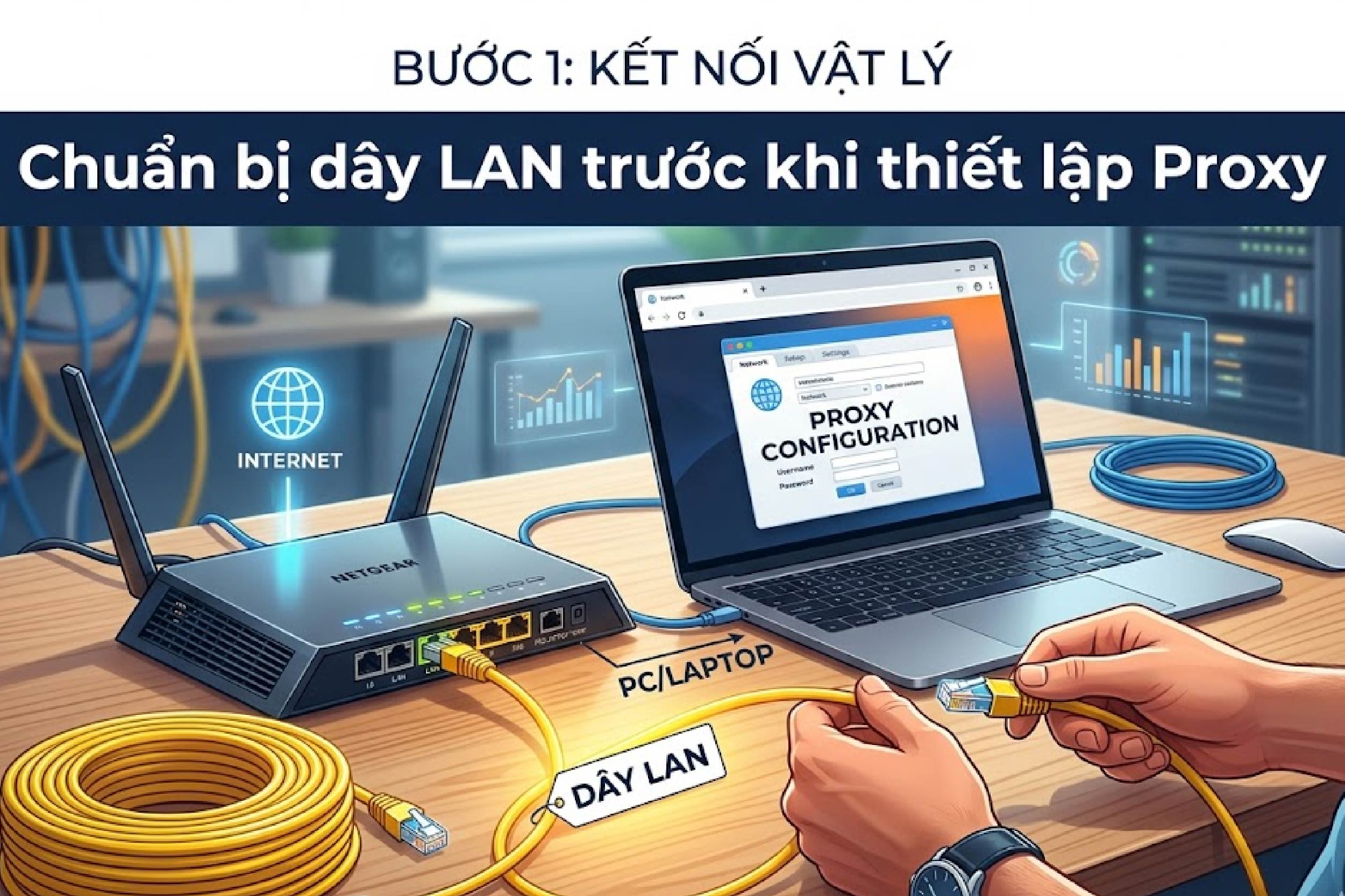 Chuẩn bị d&acirc;y Lan trước khi thiết lập Proxy