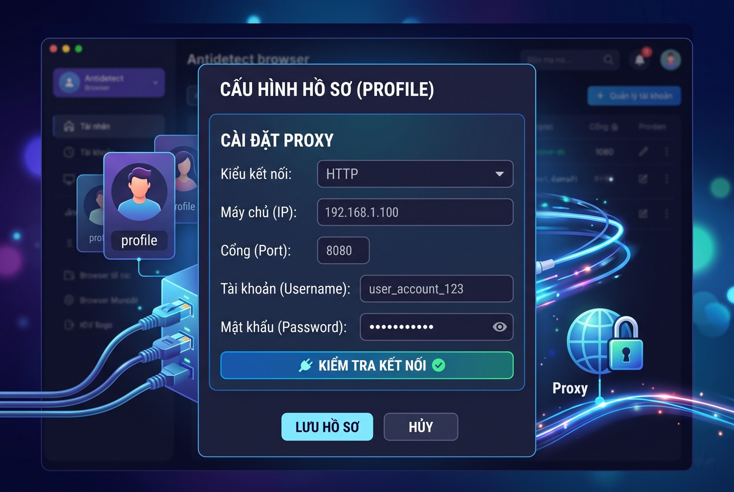 Điền proxy cho profile