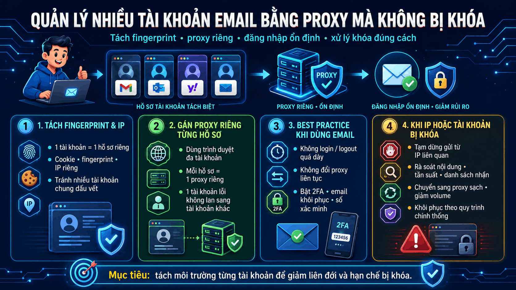 Quản lý nhiều tài khoản email bằng proxy mà không bị khóa
