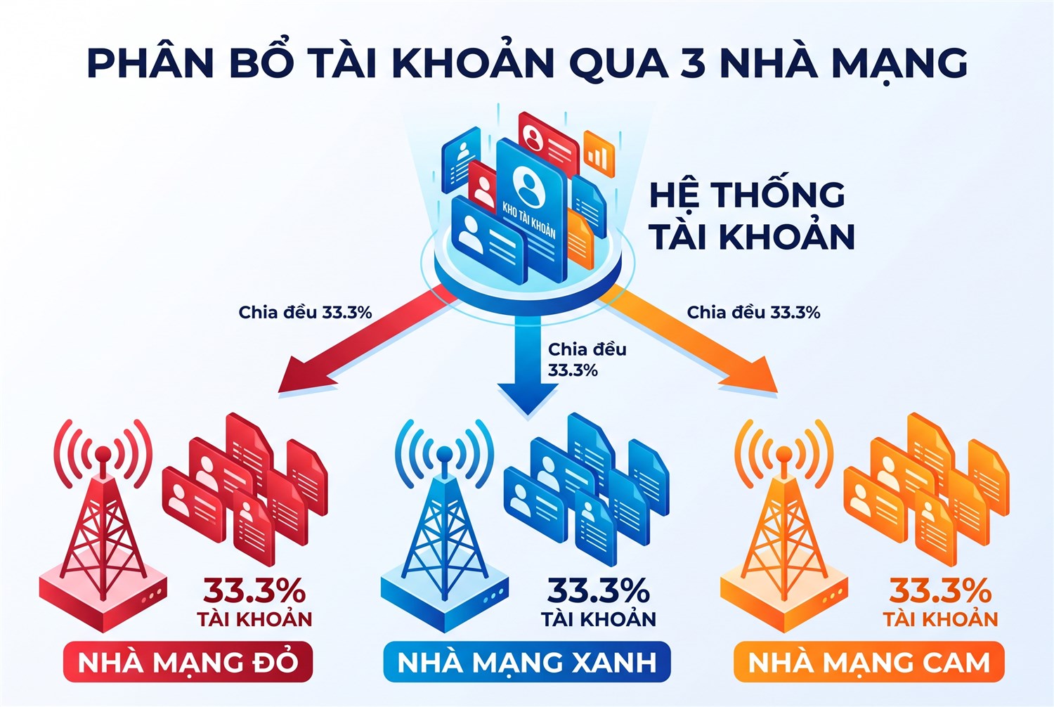 Phân bổ tài khoản qua 3 nhà mạng