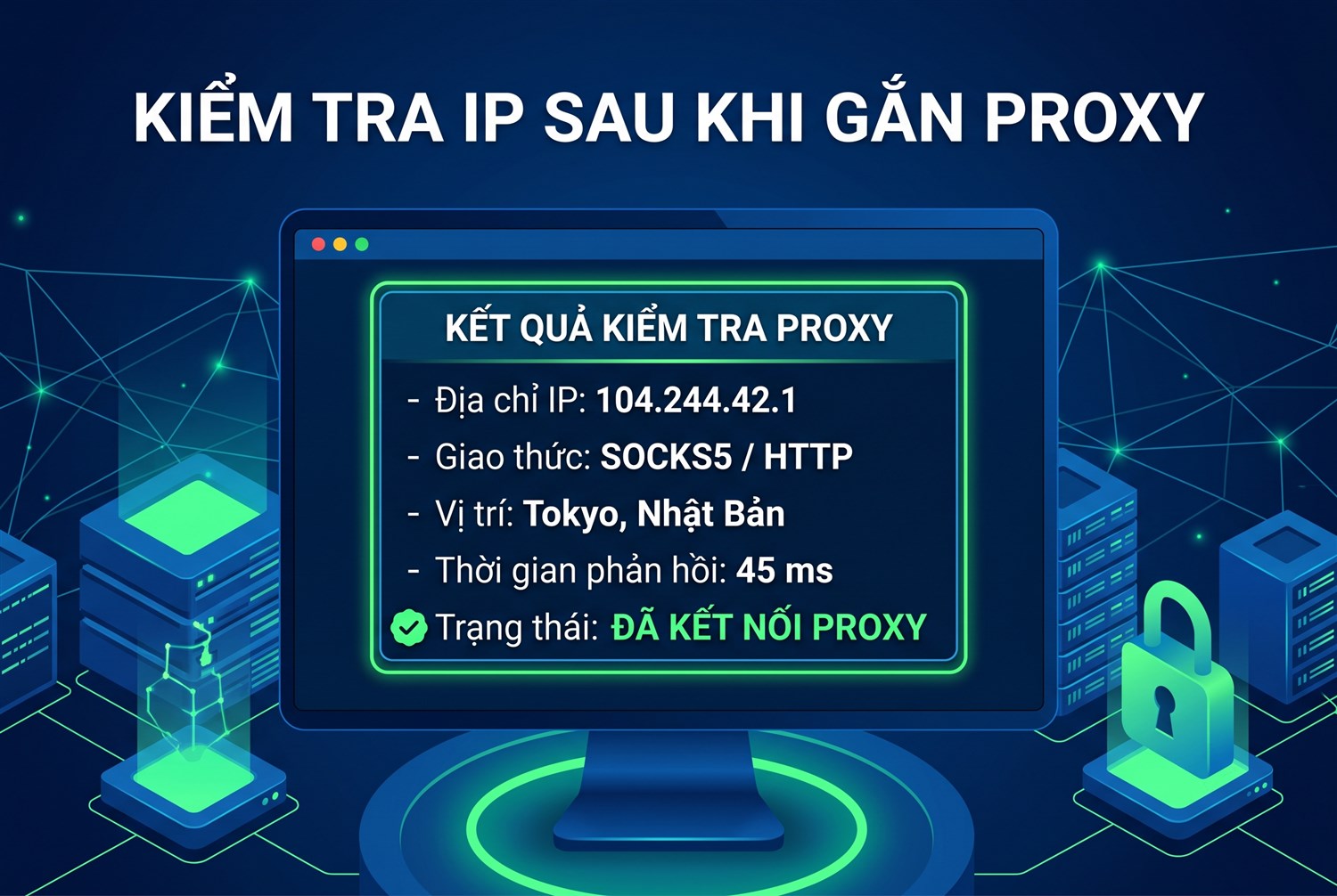 Kiểm tra IP sau khi gắn proxy