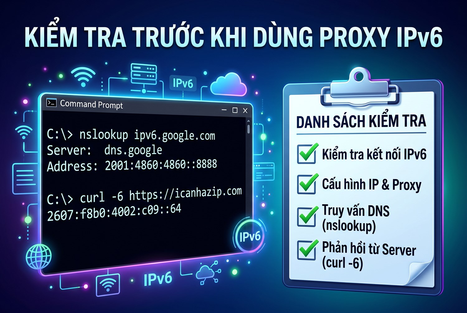 Kiểm tra trước khi dùng proxy IPv6