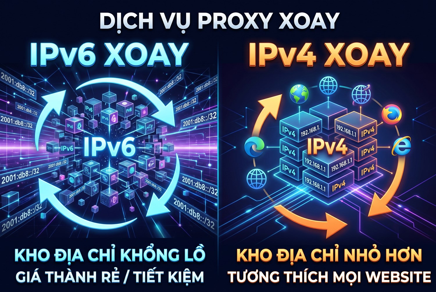 IPv6 xoay và IPv4 xoay