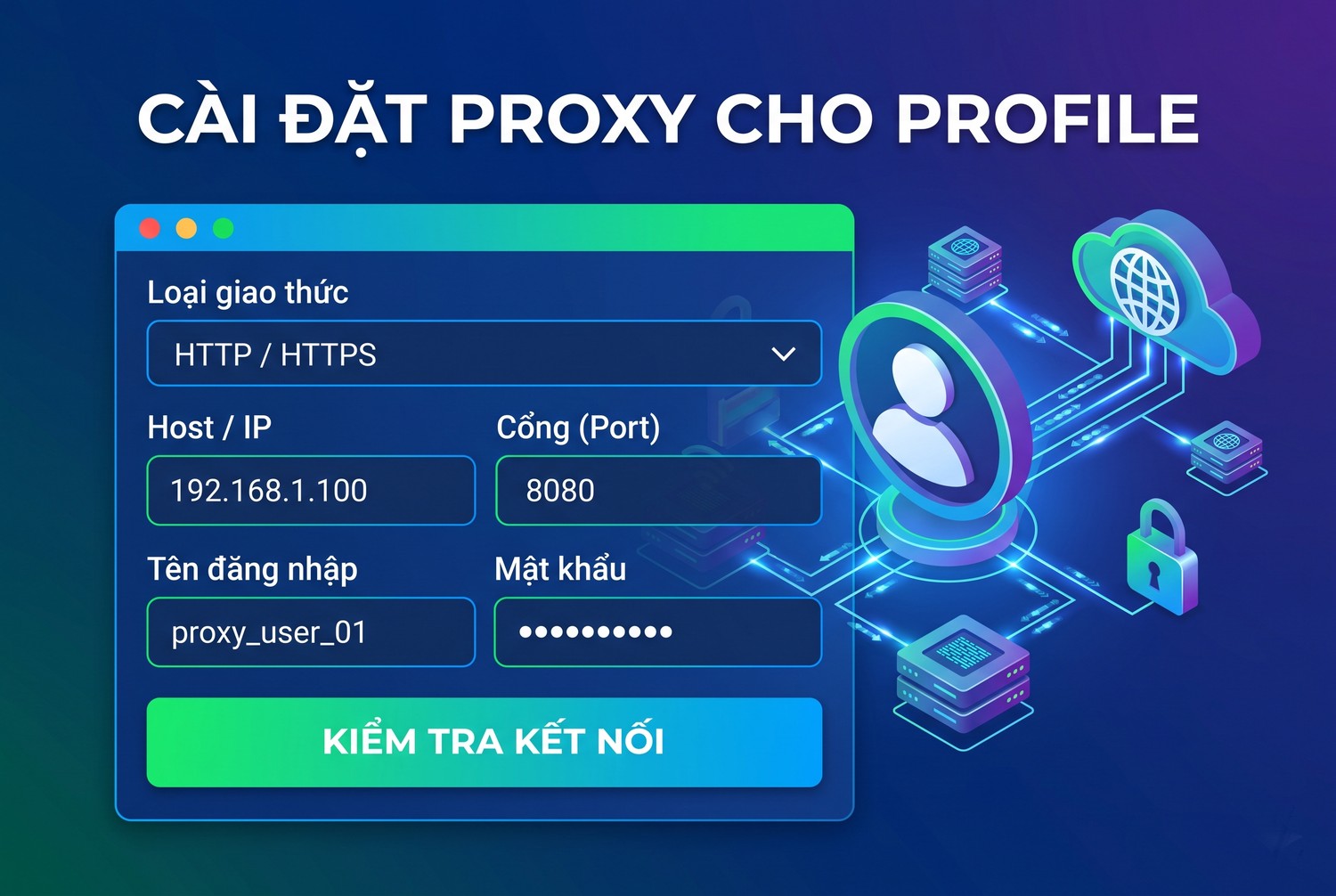 Điền thông tin proxy cho profile
