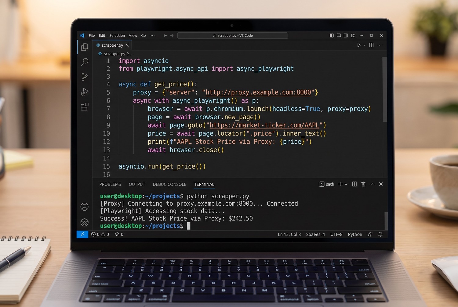Code Playwright lấy giá qua proxy