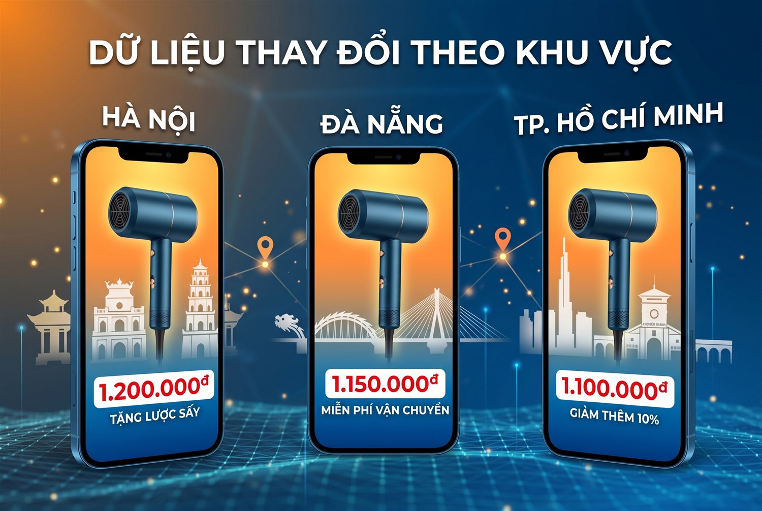 Dữ liệu thay đổi theo khu vực